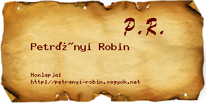 Petrányi Robin névjegykártya